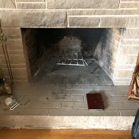 Old open fireplace ready for conversion